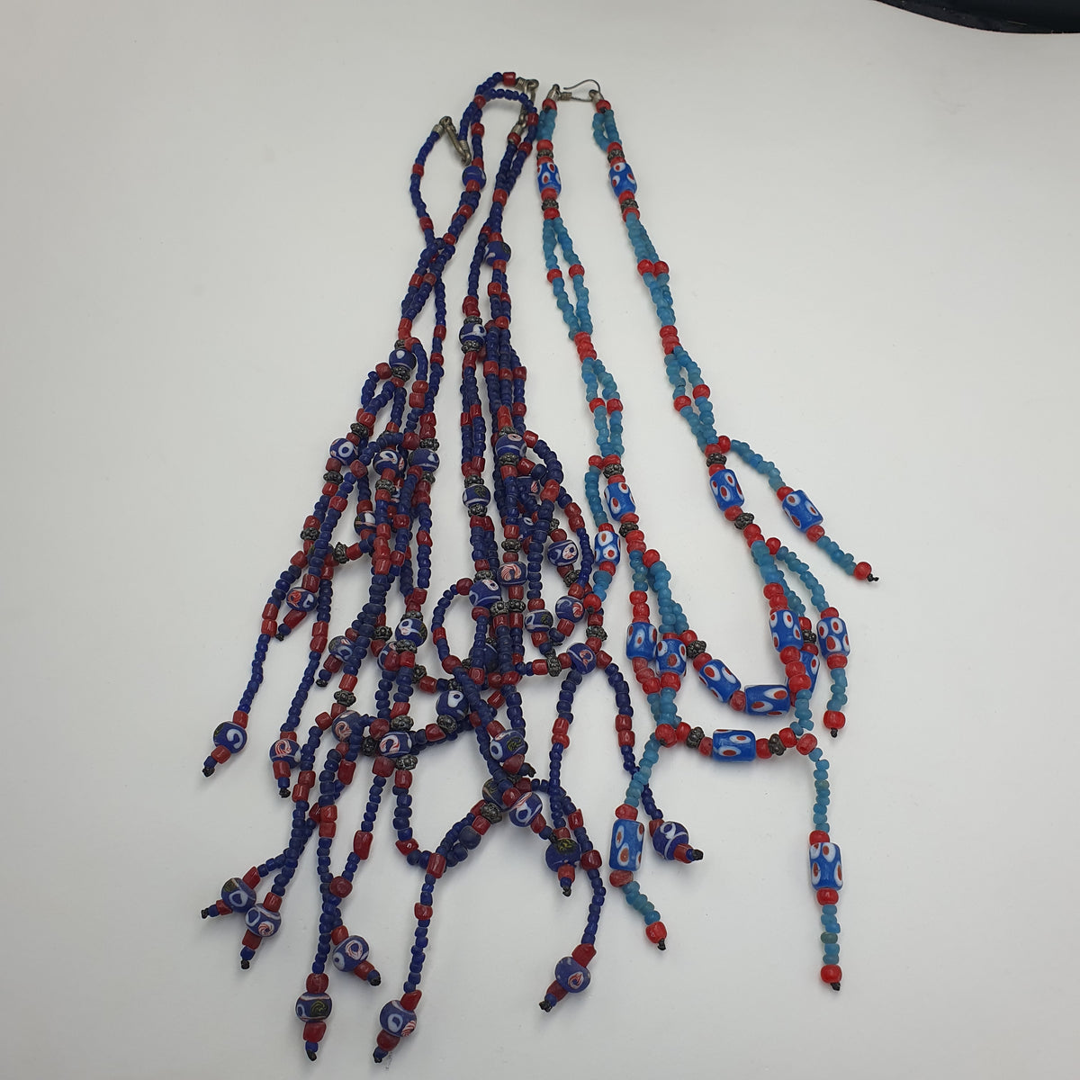 Colliers vintages en perles de verre, style ancien africain, lot de 3