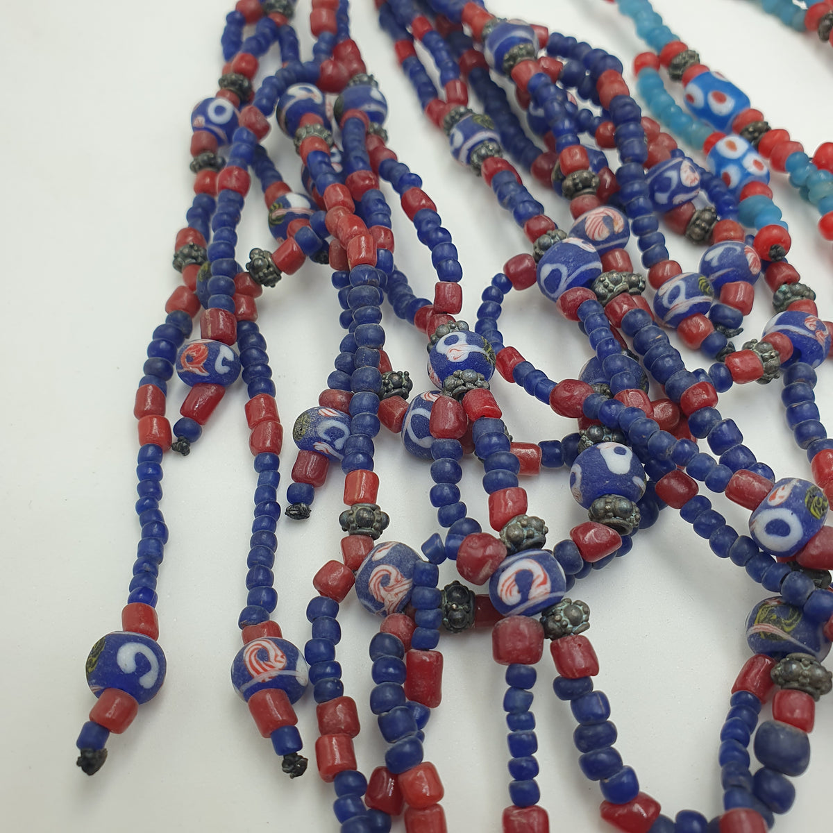 Colliers vintages en perles de verre, style ancien africain, lot de 3