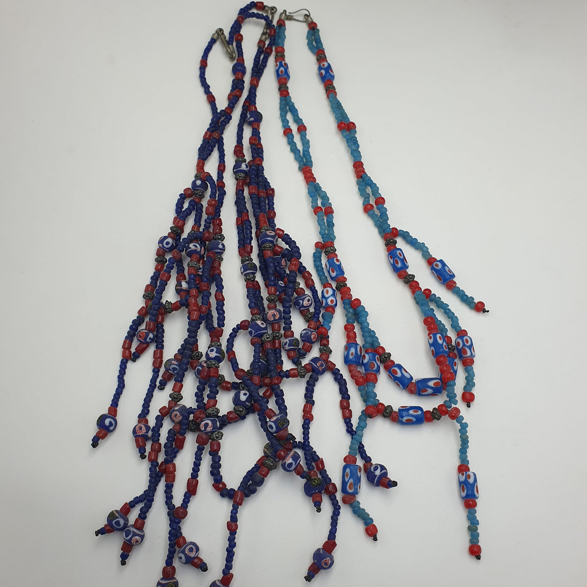 Colliers vintages en perles de verre, style ancien africain, lot de 3