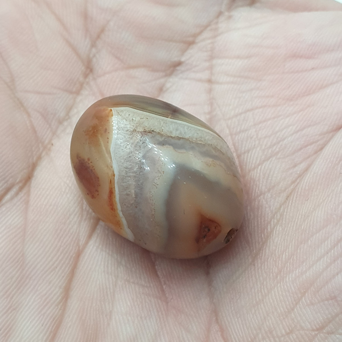Lot de 4 perles vintage en agate cornaline naturelle motif "yeux"