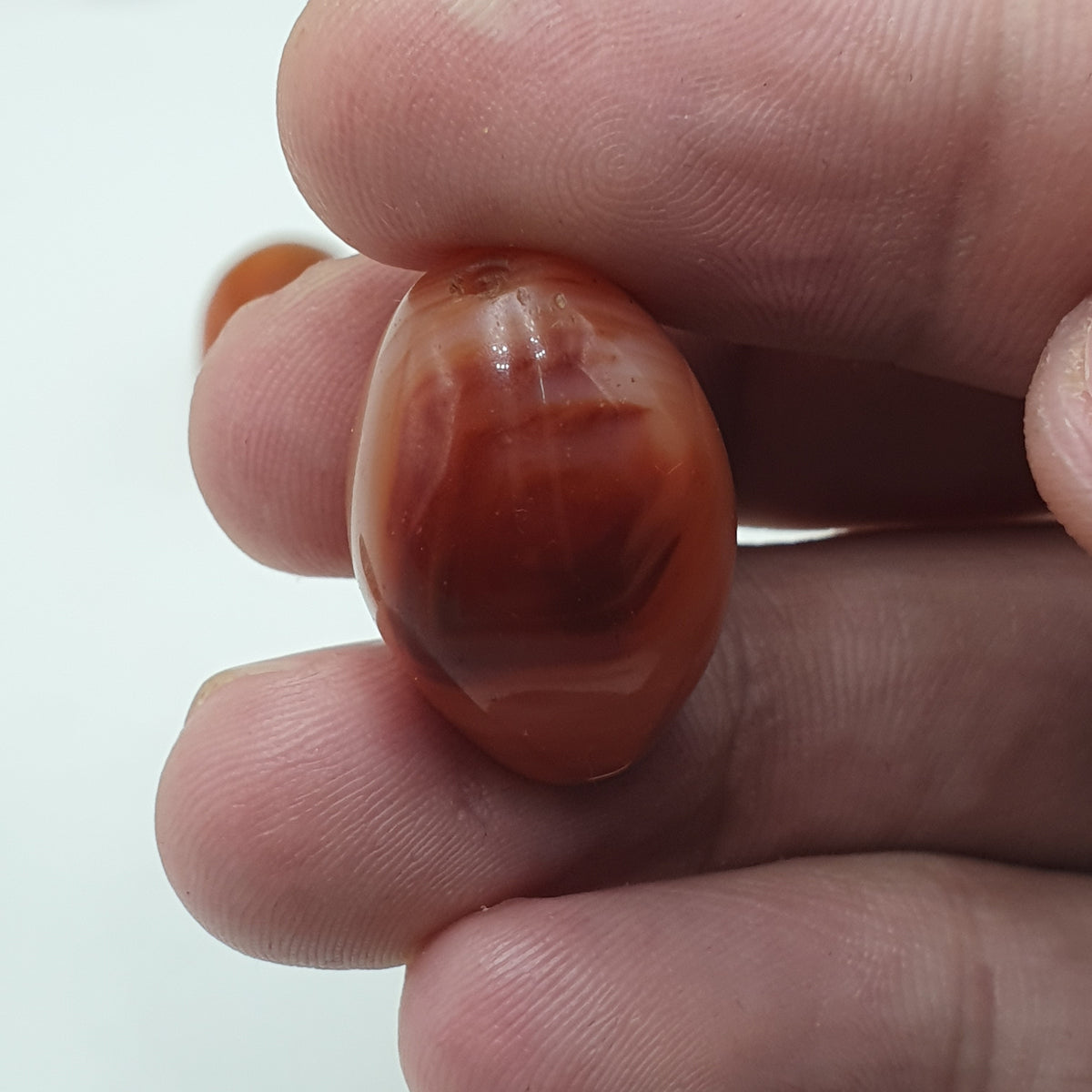 Lot de 4 perles vintage en agate cornaline naturelle motif "yeux"