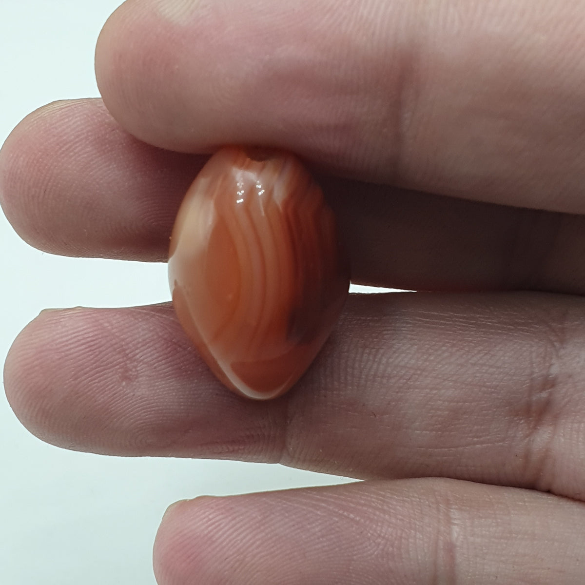 Lot de 4 perles vintage en agate cornaline naturelle motif "yeux"