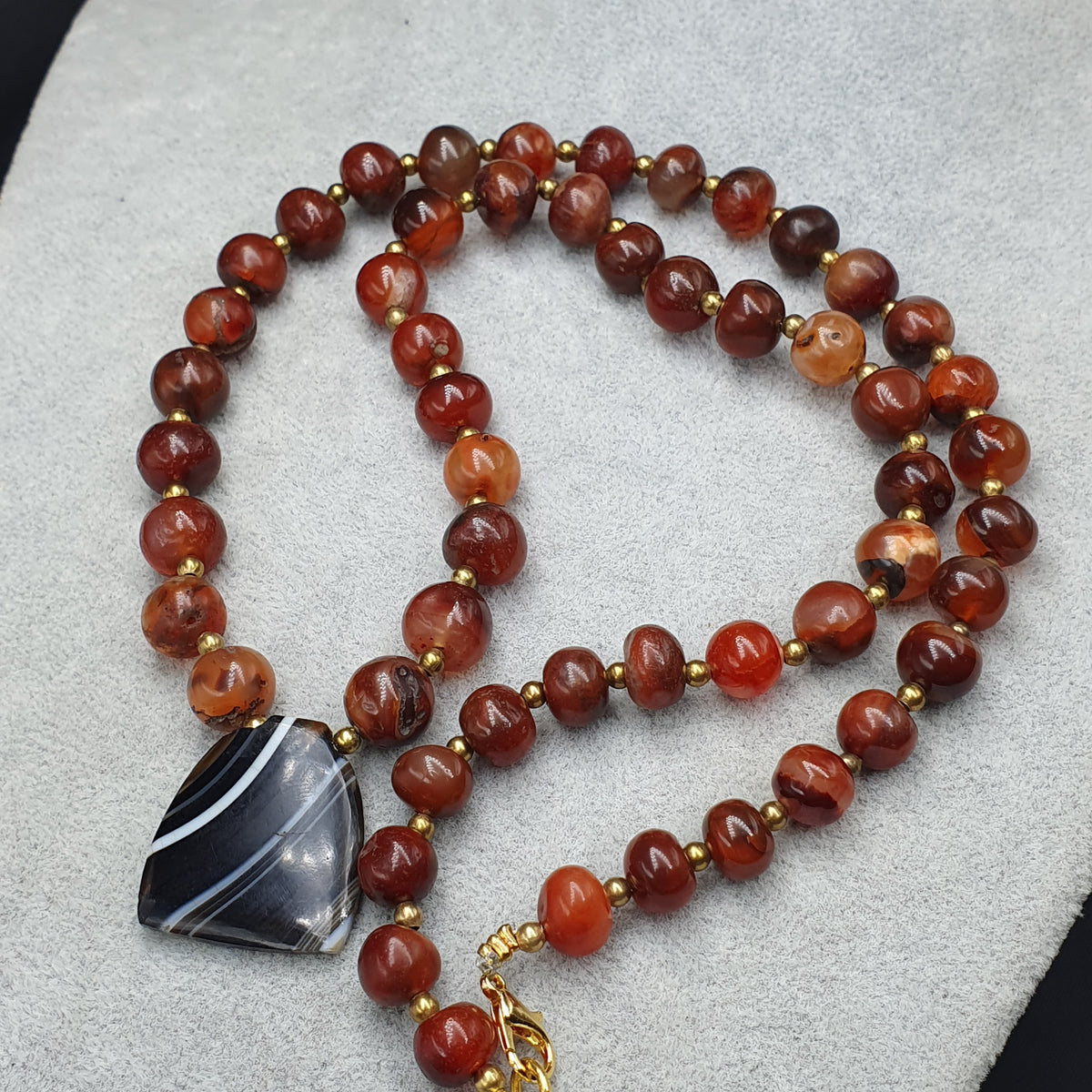 Pendentif Collier Vintage en Agate Cornaline avec Motif Naturel Agate Souleimani