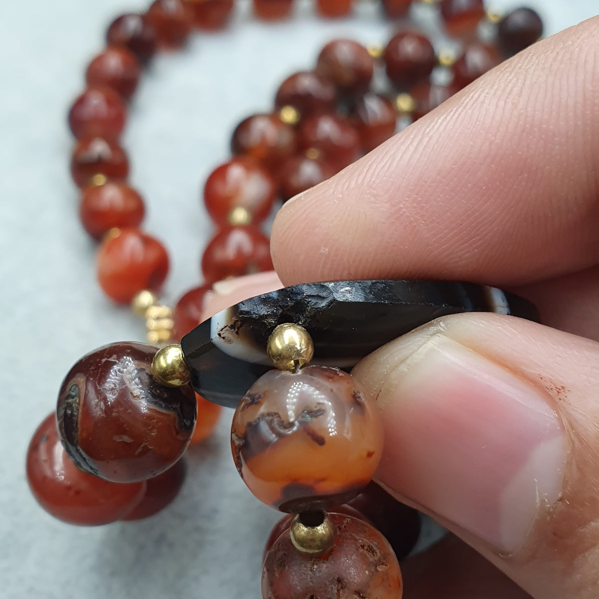 Pendentif Collier Vintage en Agate Cornaline avec Motif Naturel Agate Souleimani