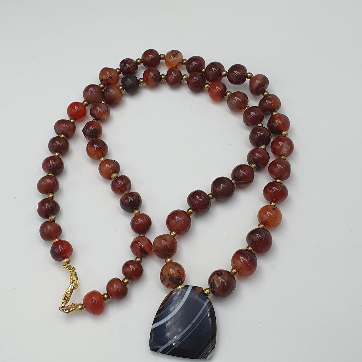 Pendentif Collier Vintage en Agate Cornaline avec Motif Naturel Agate Souleimani