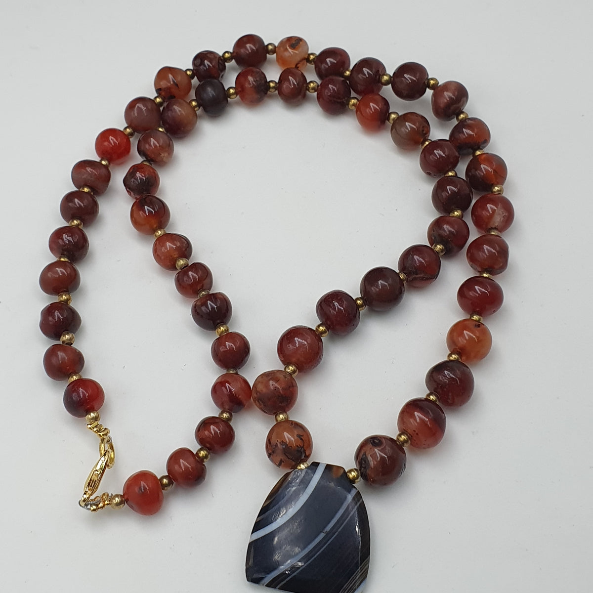 Pendentif Collier Vintage en Agate Cornaline avec Motif Naturel Agate Souleimani