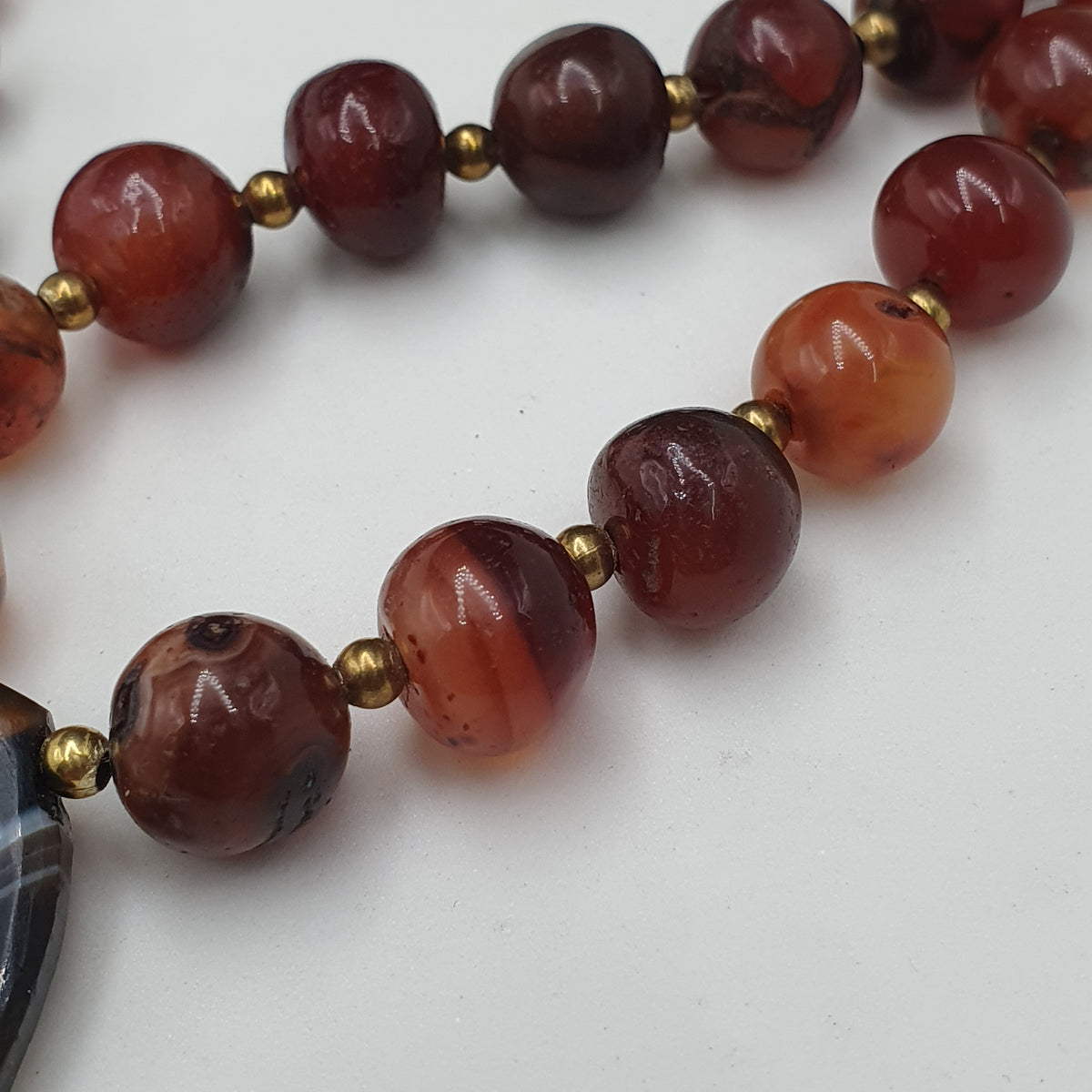 Pendentif Collier Vintage en Agate Cornaline avec Motif Naturel Agate Souleimani