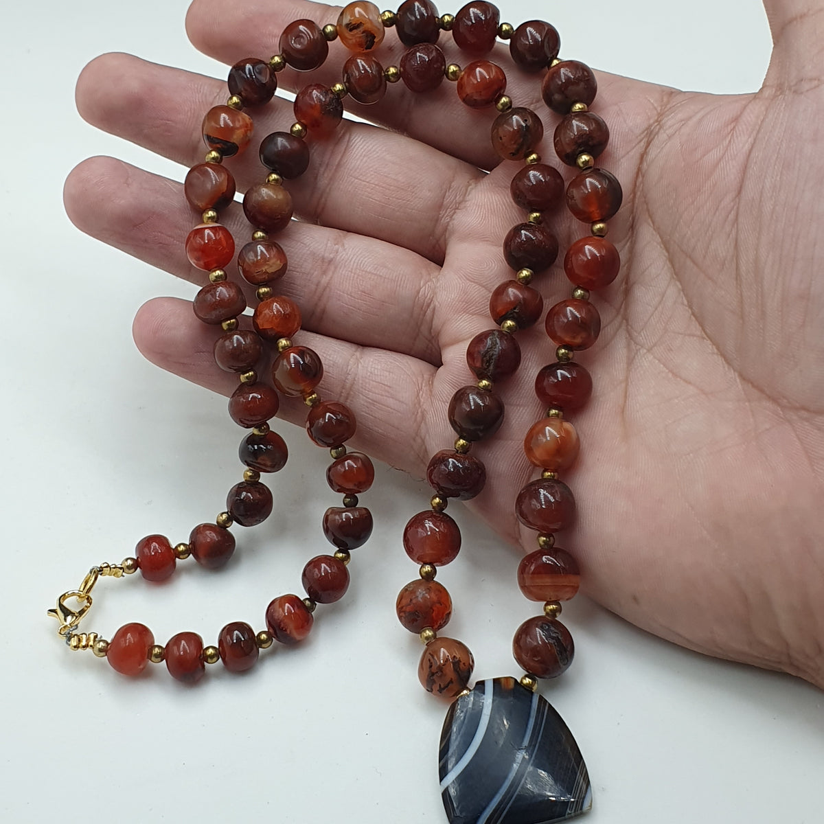 Pendentif Collier Vintage en Agate Cornaline avec Motif Naturel Agate Souleimani
