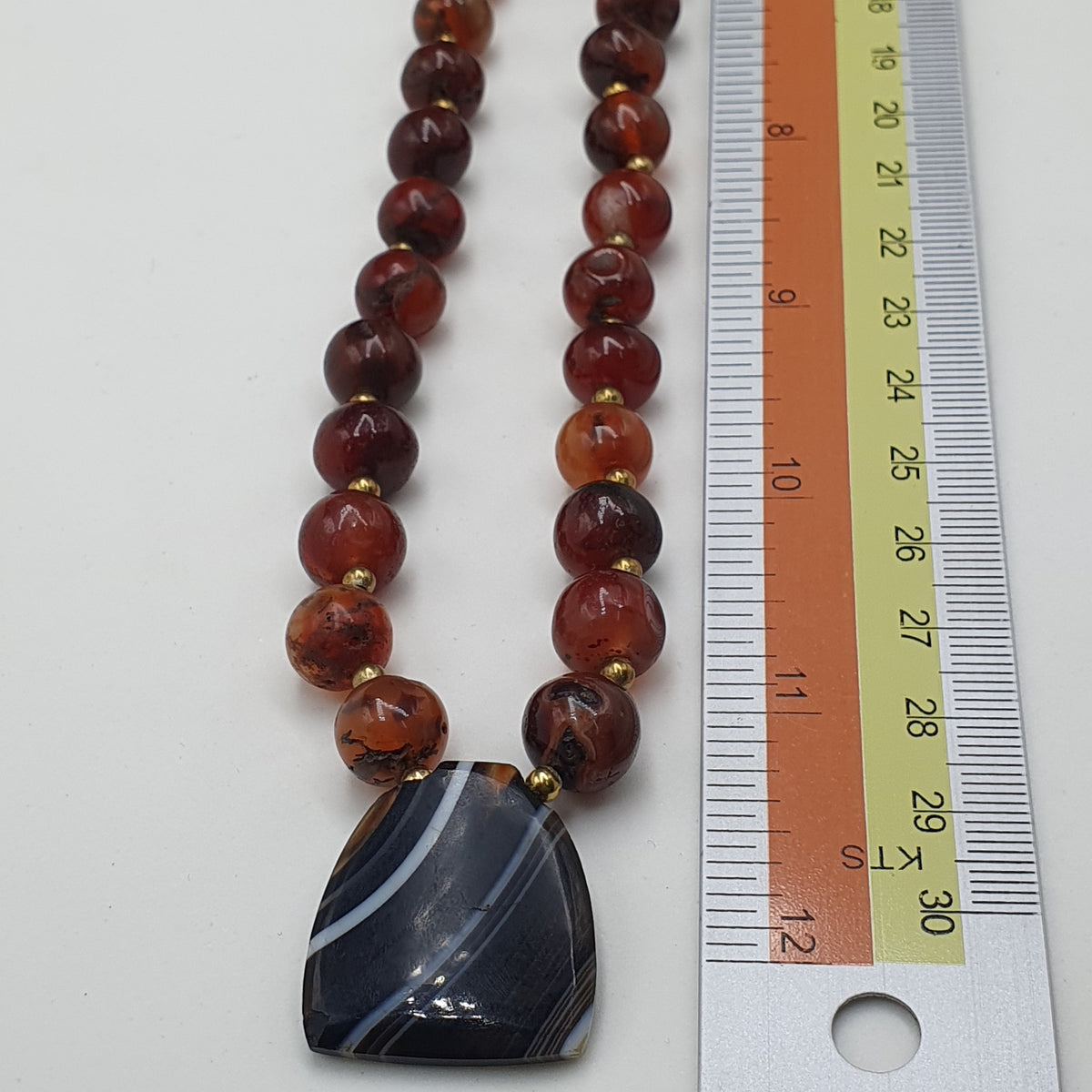 Pendentif Collier Vintage en Agate Cornaline avec Motif Naturel Agate Souleimani