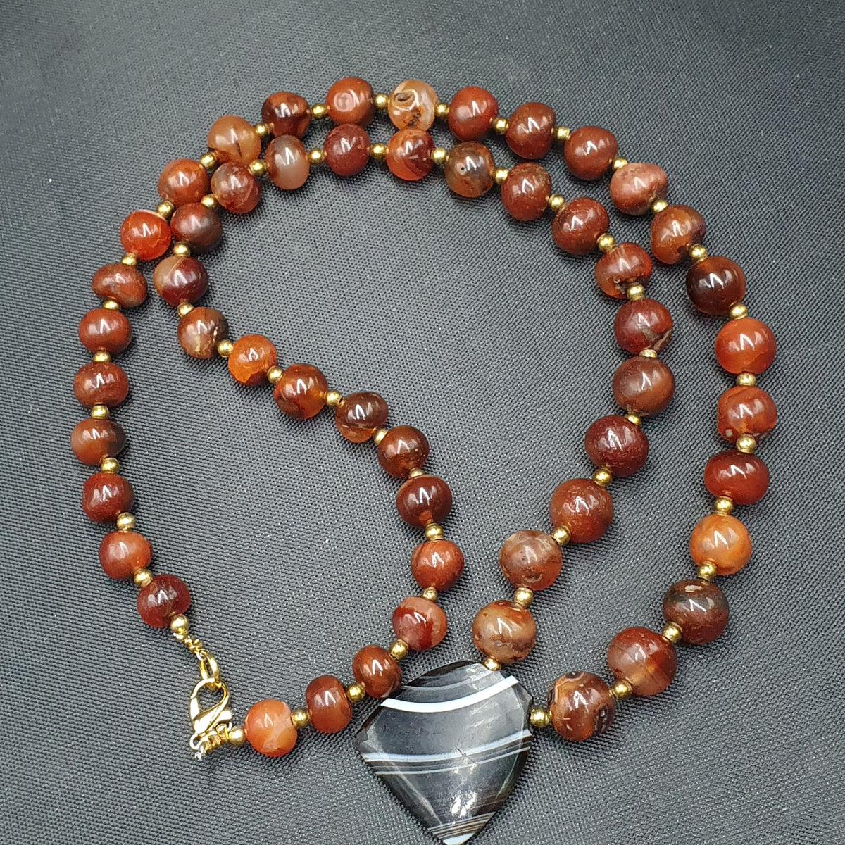 Pendentif Collier Vintage en Agate Cornaline avec Motif Naturel Agate Souleimani