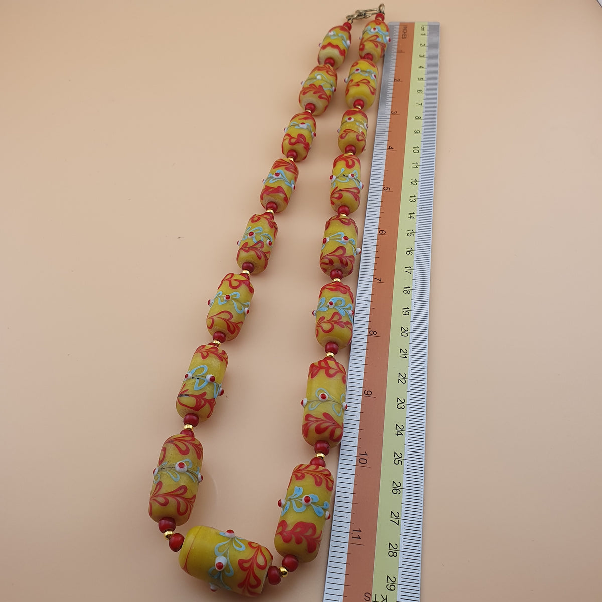 Collier Perles Vintage Murano Style Mouffette & Perles Whiteheart Vénitiennes 22 pouces