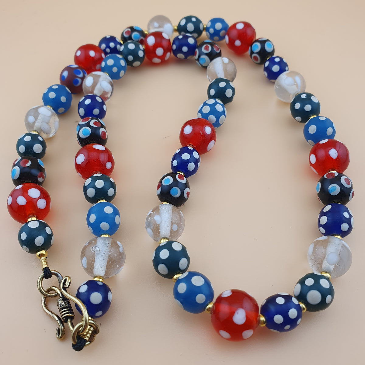 Vintage Venetian Style Eyes Glass Beads Necklace