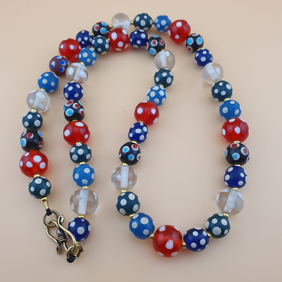 Vintage Venetian Style Eyes Glass Beads Necklace