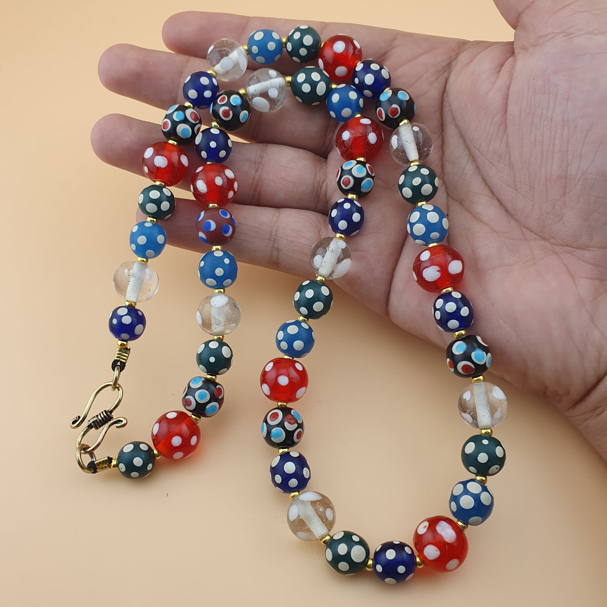 Vintage Venetian Style Eyes Glass Beads Necklace