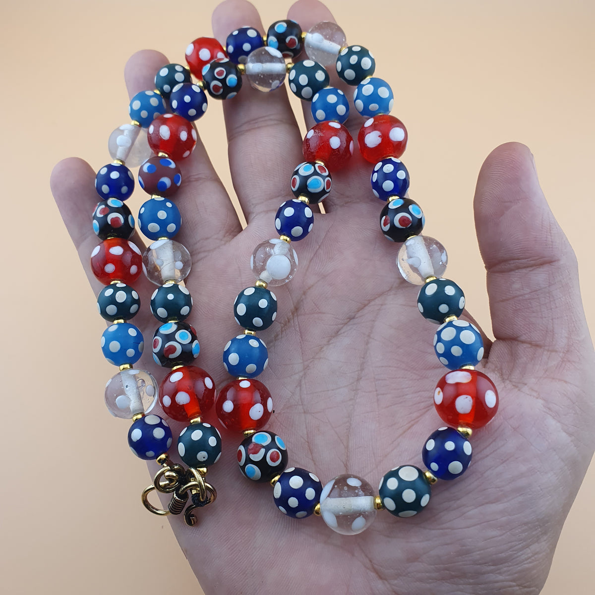 Vintage Venetian Style Eyes Glass Beads Necklace
