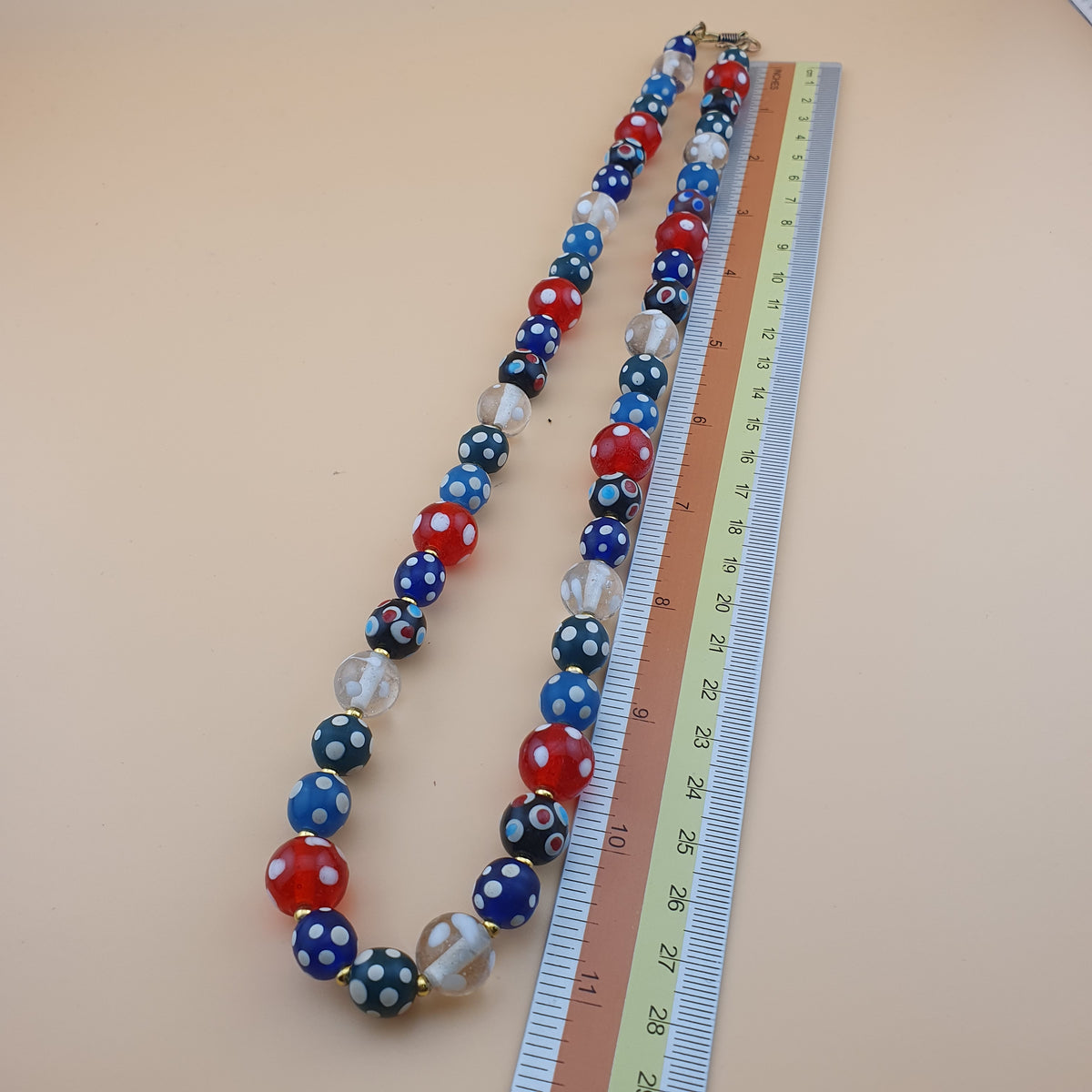 Vintage Venetian Style Eyes Glass Beads Necklace