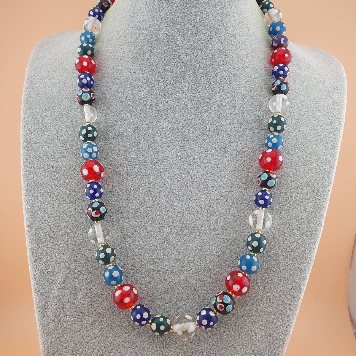 Vintage Venetian Style Eyes Glass Beads Necklace