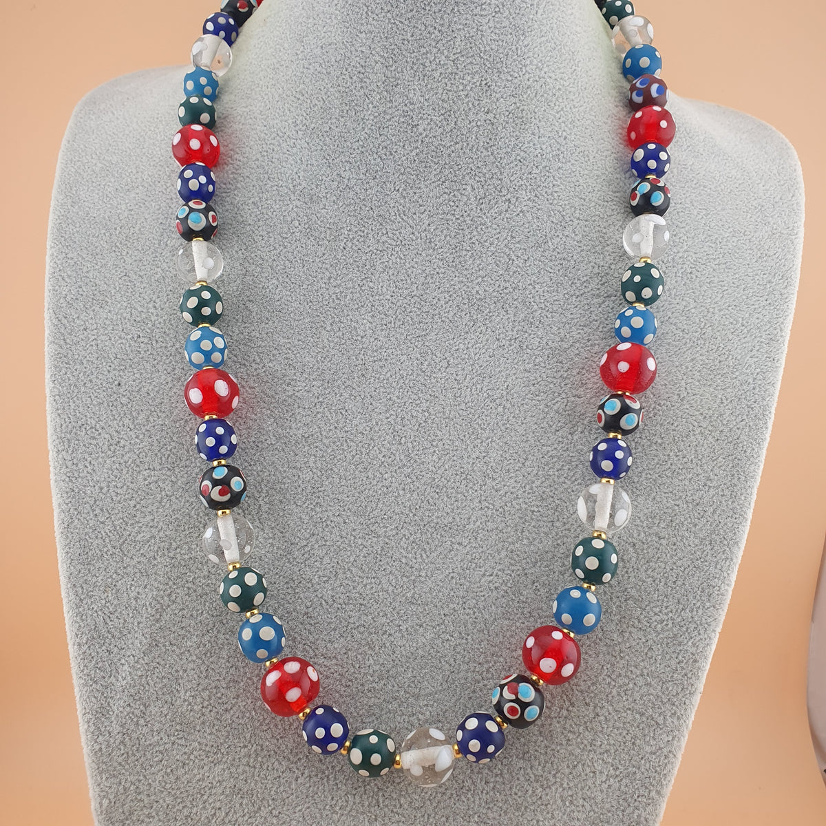 Vintage Venetian Style Eyes Glass Beads Necklace