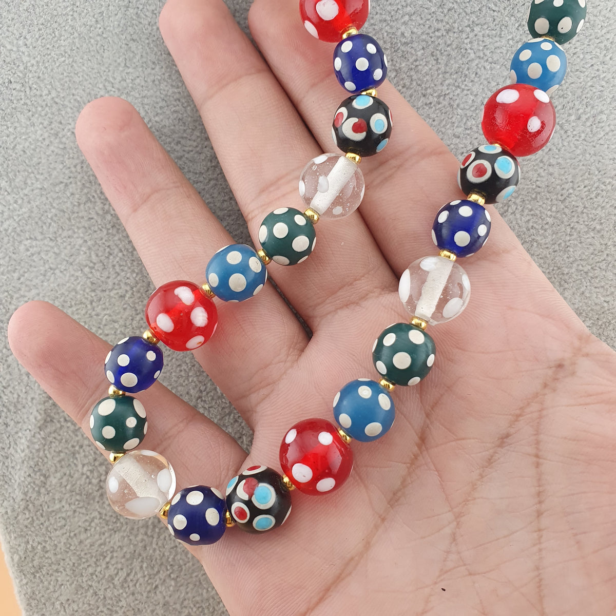 Vintage Venetian Style Eyes Glass Beads Necklace