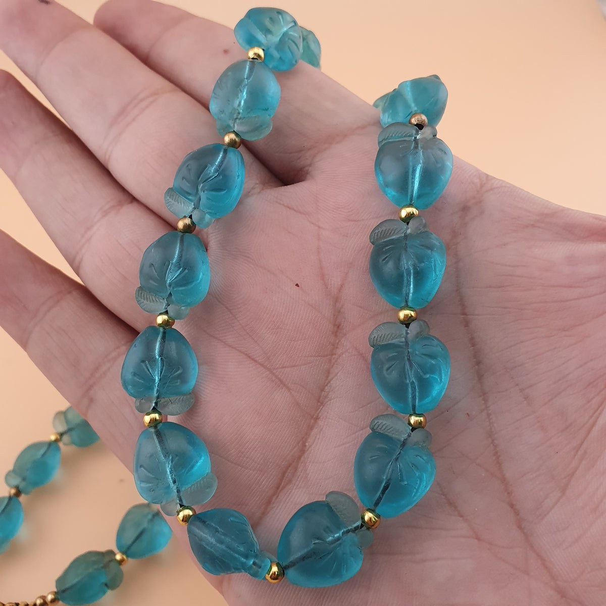 Collier vintage perles de verre style africain forme pomme 22 pouces