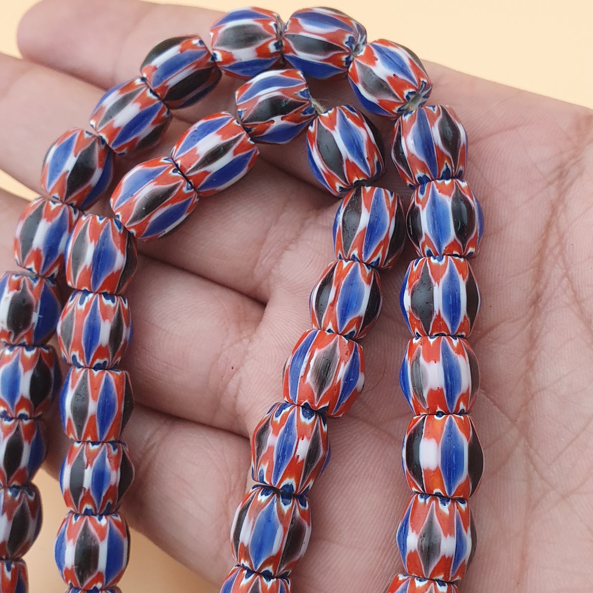 Vintage Venetian Style MultiLayerd Chevron Beads 22 inches Strands