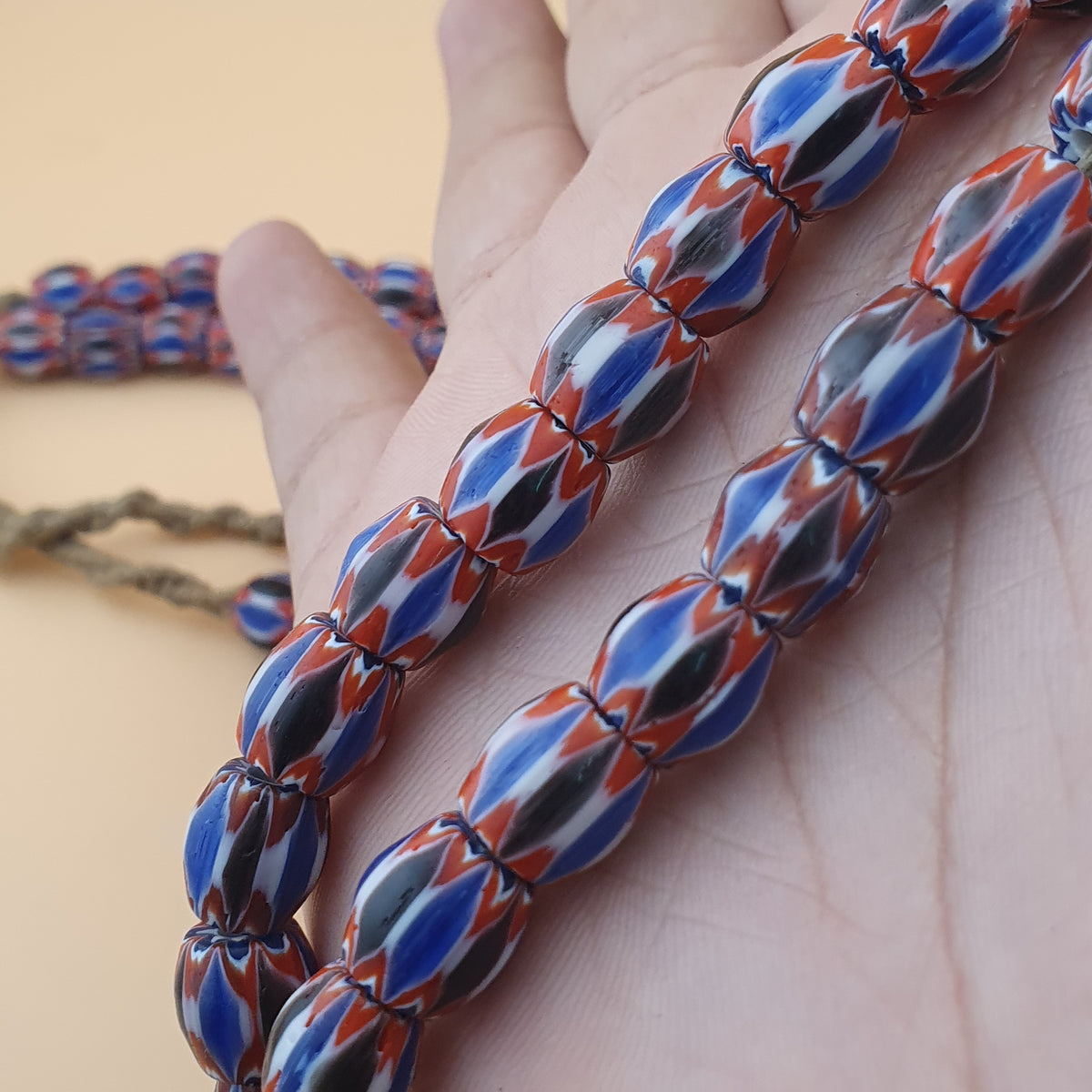 Vintage Venetian Style MultiLayerd Chevron Beads 22 inches Strands