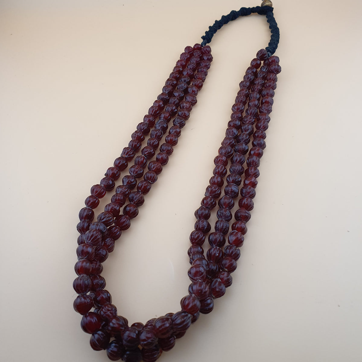 Vintage Brown Melon Shape African Style Multistrands Necklace 18 inches