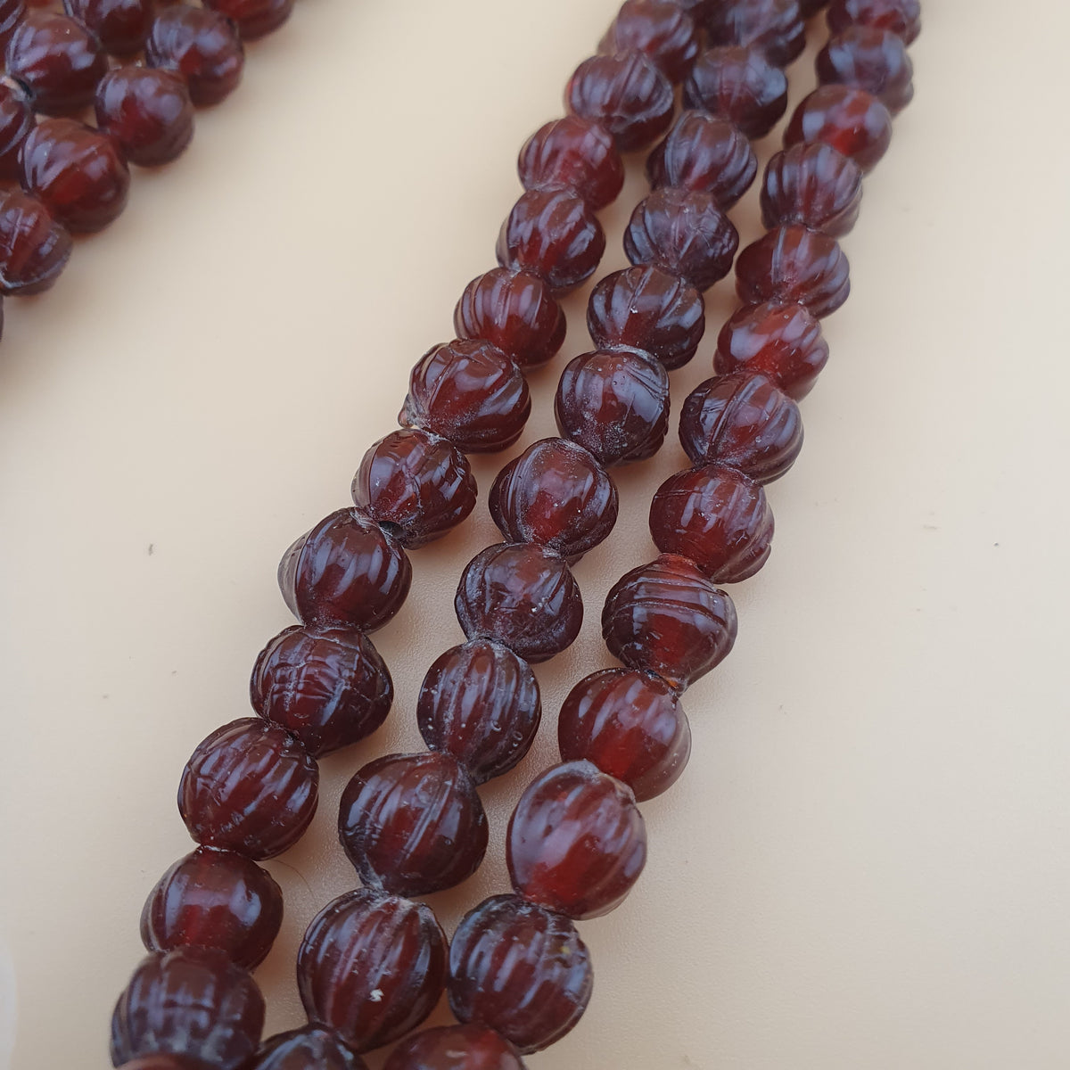 Vintage Brown Melon Shape African Style Multistrands Necklace 18 inches