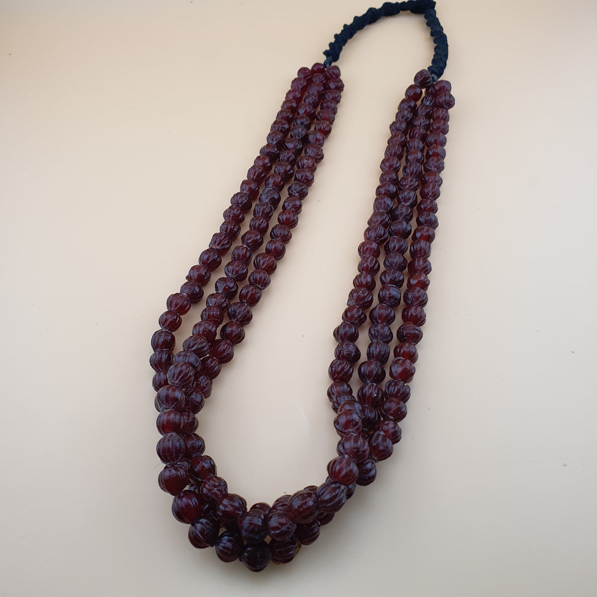 Vintage Brown Melon Shape African Style Multistrands Necklace 18 inches