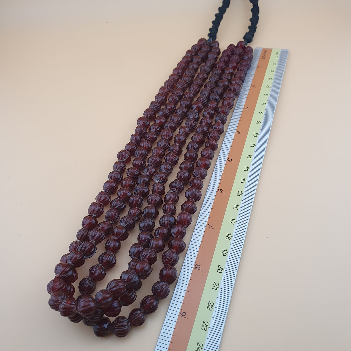 Vintage Brown Melon Shape African Style Multistrands Necklace 18 inches