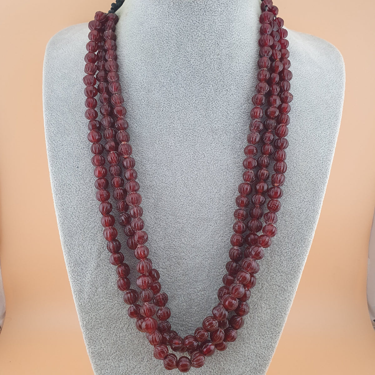 Vintage Brown Melon Shape African Style Multistrands Necklace 18 inches