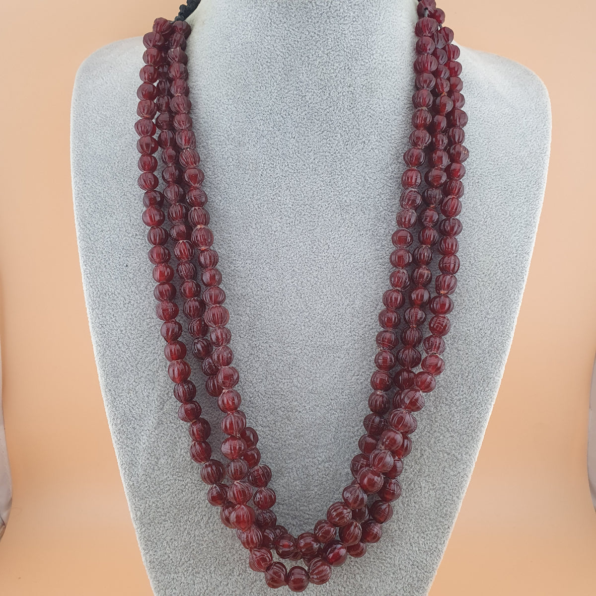 Vintage Brown Melon Shape African Style Multistrands Necklace 18 inches