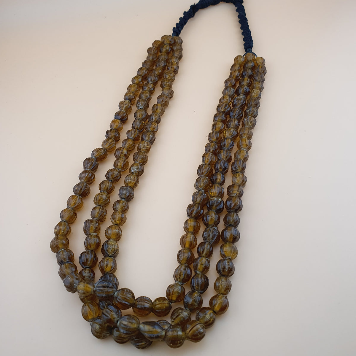 Vintage MultiStrands Melon Shape African style Glass Beads Necklace 18 inches