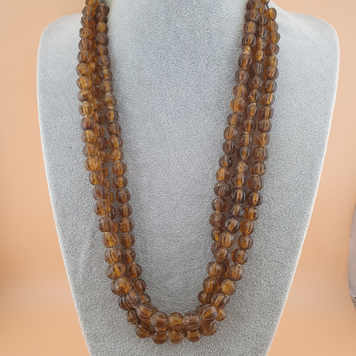 Vintage MultiStrands Melon Shape African style Glass Beads Necklace 18 inches