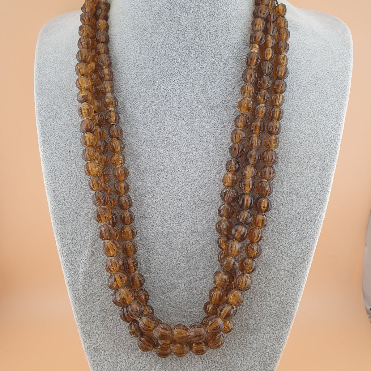 Vintage MultiStrands Melon Shape African style Glass Beads Necklace 18 inches