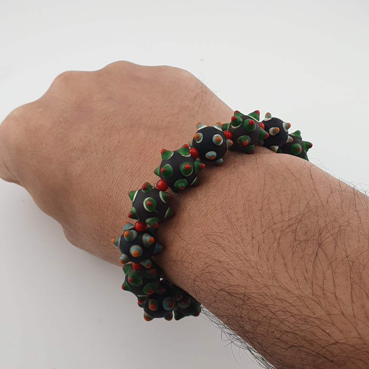 Vintage Armband im venezianischen Stil mit Skunk- & WhiteHeart-Glasperlen