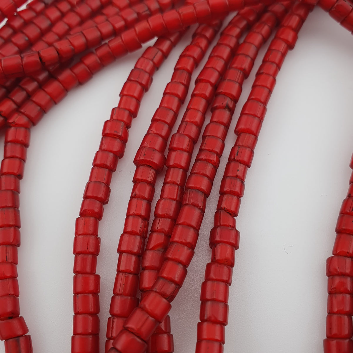 Antique MultiStrand Venetian WhiteHeart Glass Beads Necklace 3-4mm Beads 22 inches Long