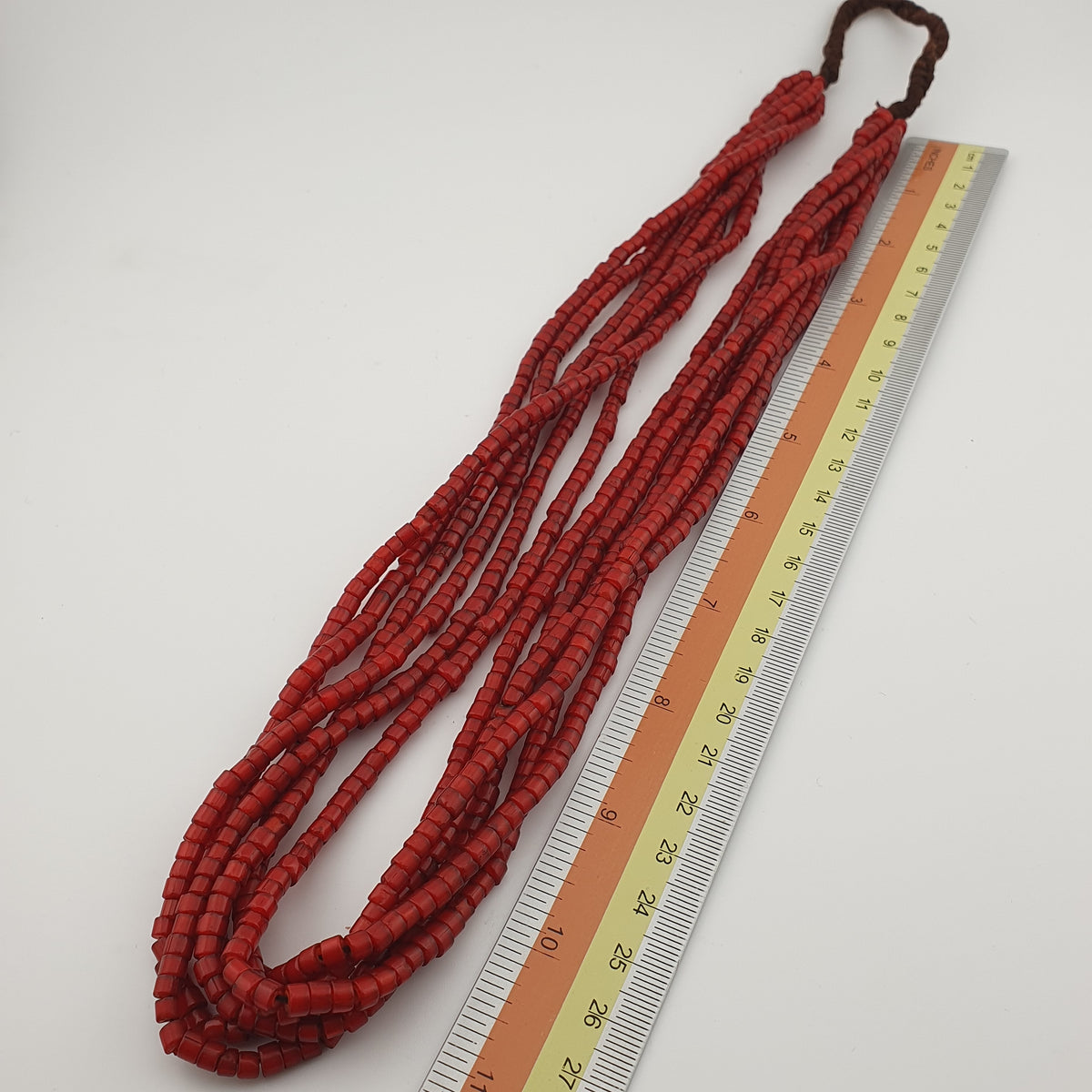 Antique MultiStrand Venetian WhiteHeart Glass Beads Necklace 3-4mm Beads 22 inches Long