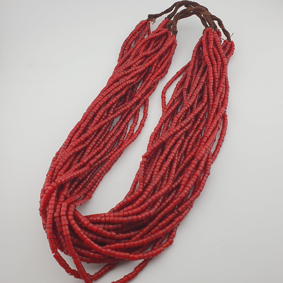 Antique MultiStrand Venetian WhiteHeart Glass Beads Necklace 3-4mm Beads 22 inches Long