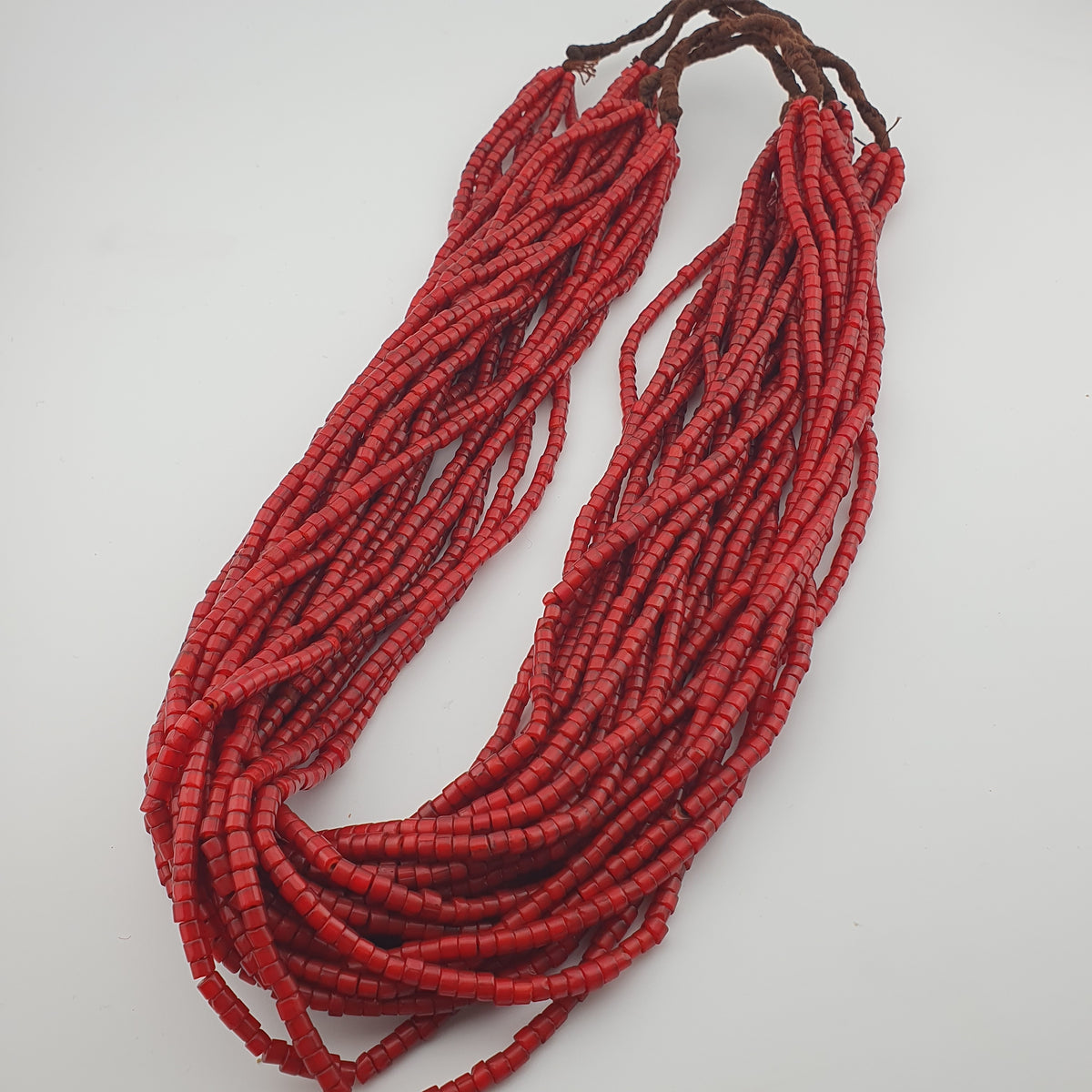 Antique MultiStrand Venetian WhiteHeart Glass Beads Necklace 3-4mm Beads 22 inches Long