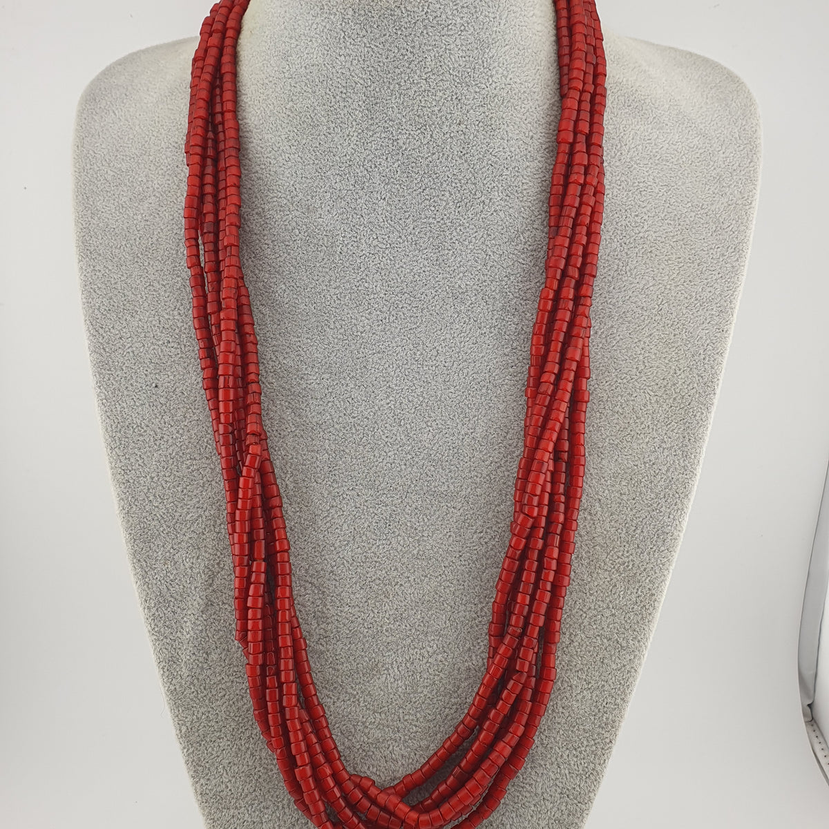Antique MultiStrand Venetian WhiteHeart Glass Beads Necklace 3-4mm Beads 22 inches Long