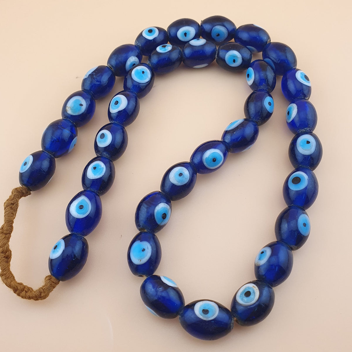 Vintage Venetian Style Evil Eyes Glass Beads Strands 12x16 mm 20 inches Long