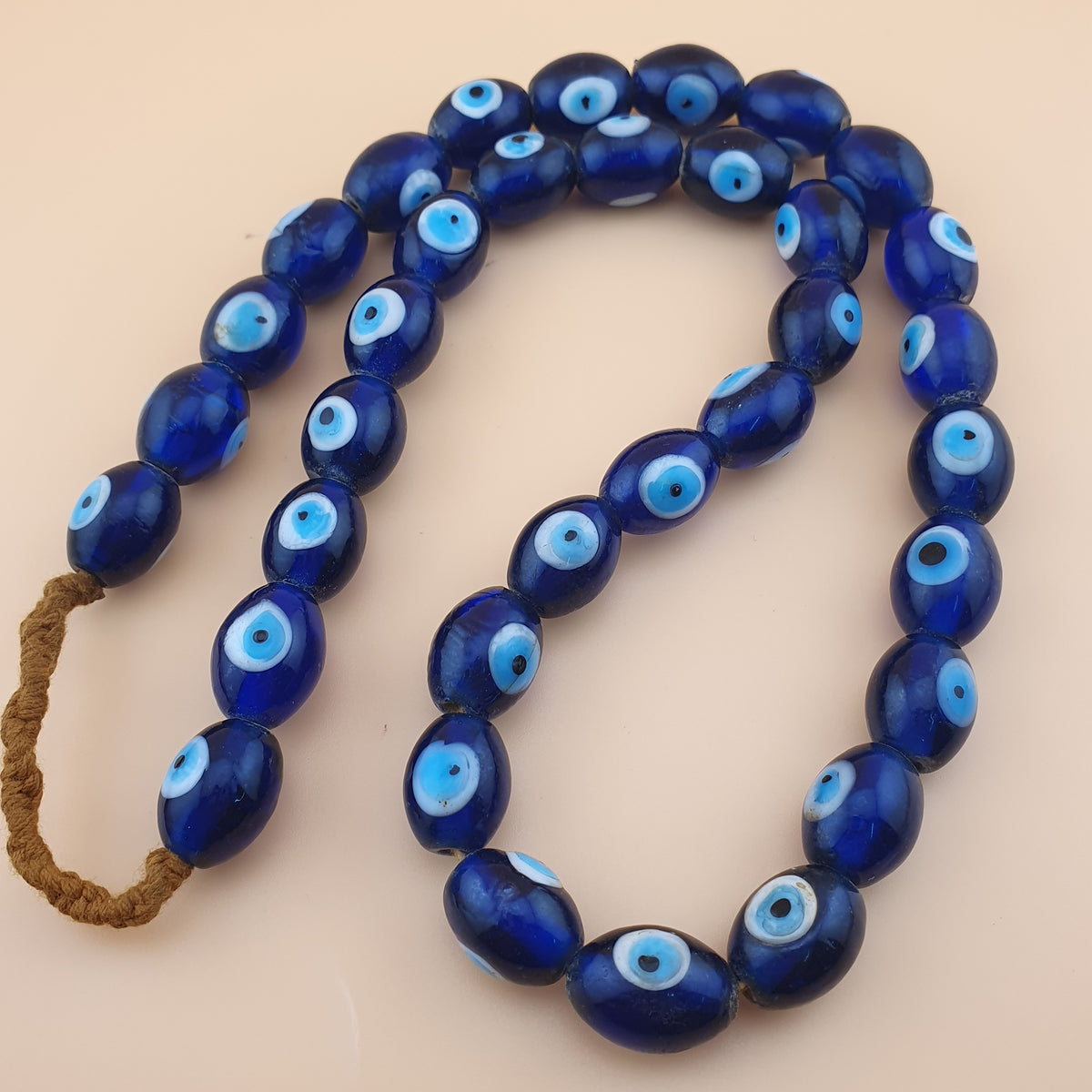 Vintage Venetian Style Evil Eyes Glass Beads Strands 12x16 mm 20 inches Long