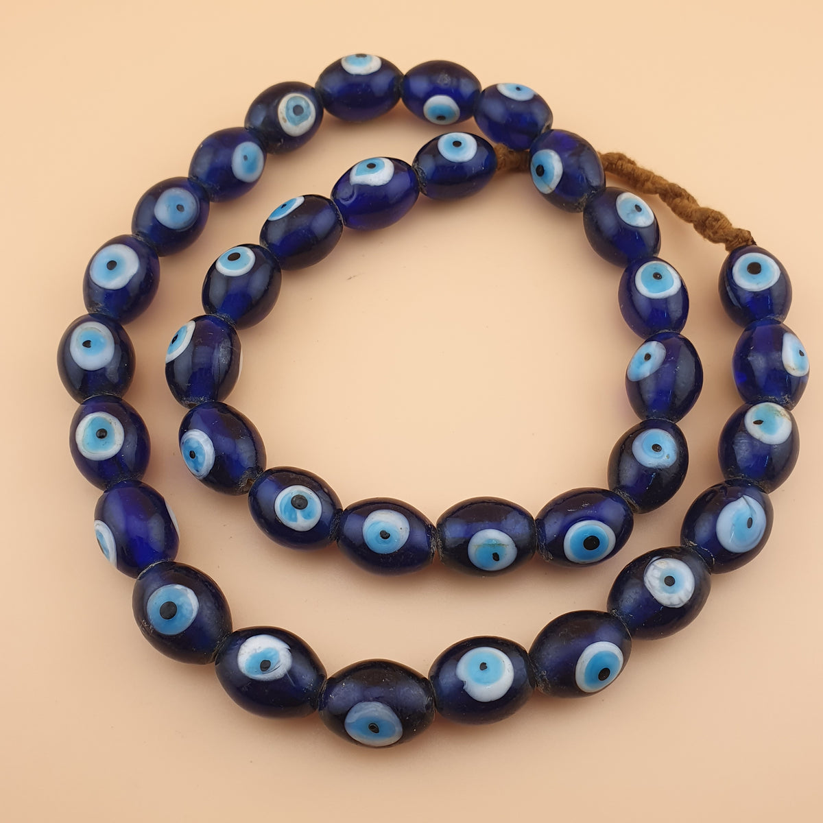 Vintage Venetian Style Evil Eyes Glass Beads Strands 12x16 mm 20 inches Long