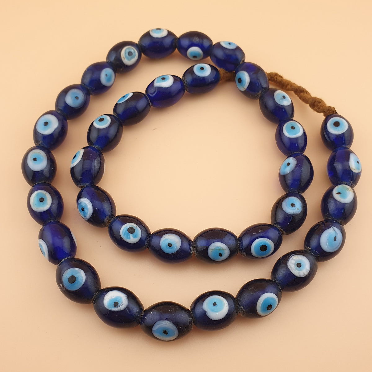 Vintage Venetian Style Evil Eyes Glass Beads Strands 12x16 mm 20 inches Long