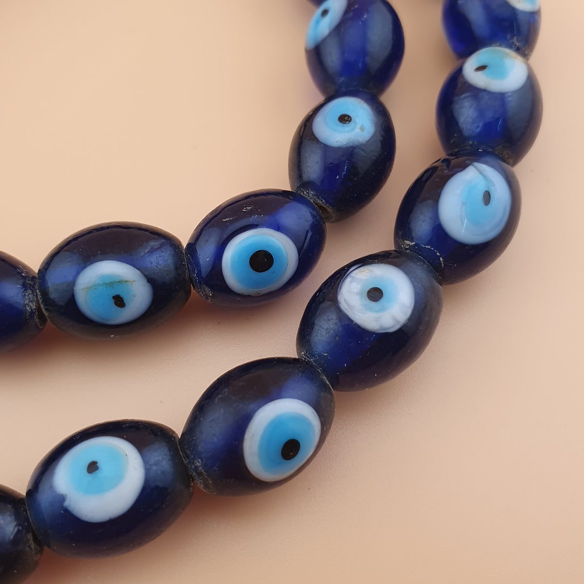 Vintage Venetian Style Evil Eyes Glass Beads Strands 12x16 mm 20 inches Long