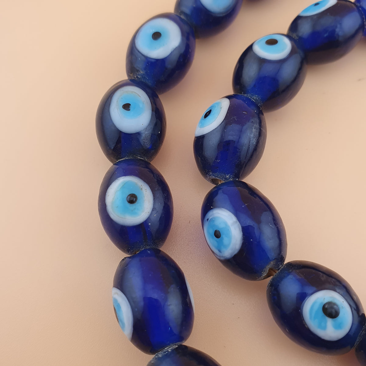 Vintage Venetian Style Evil Eyes Glass Beads Strands 12x16 mm 20 inches Long