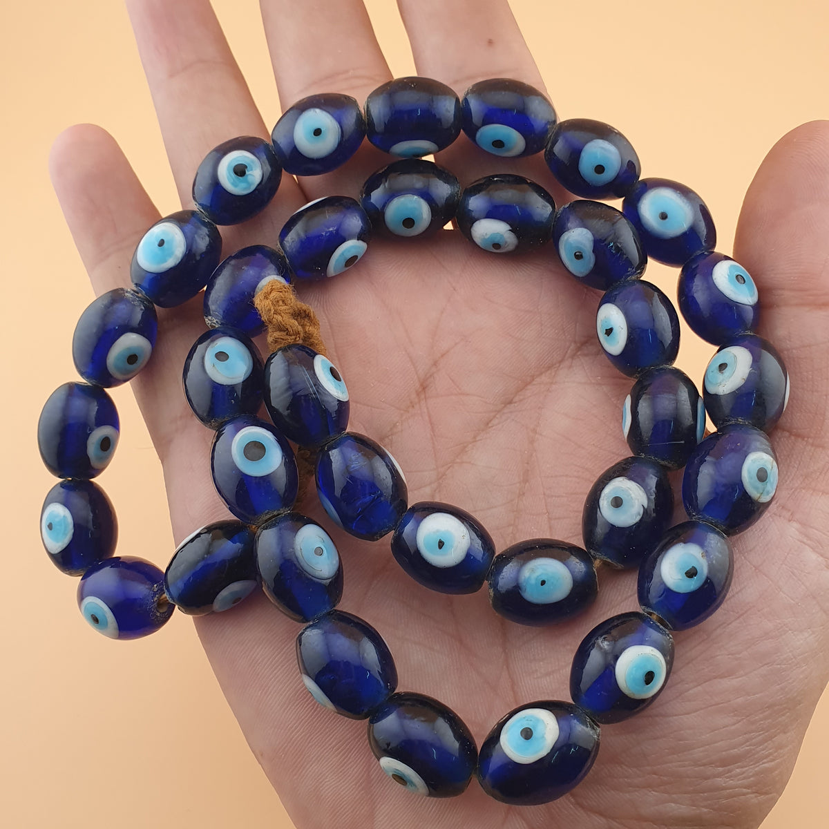 Vintage Venetian Style Evil Eyes Glass Beads Strands 12x16 mm 20 inches Long