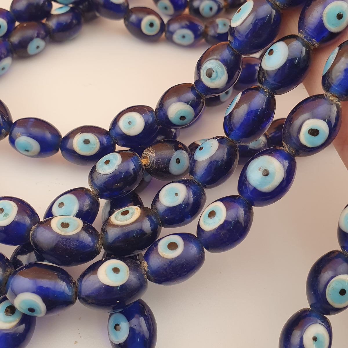 Vintage Venetian Style Evil Eyes Glass Beads Strands 12x16 mm 20 inches Long