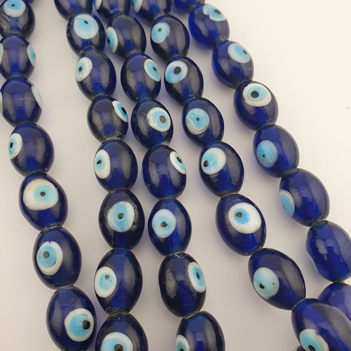 Vintage Venetian Style Evil Eyes Glass Beads Strands 12x16 mm 20 inches Long
